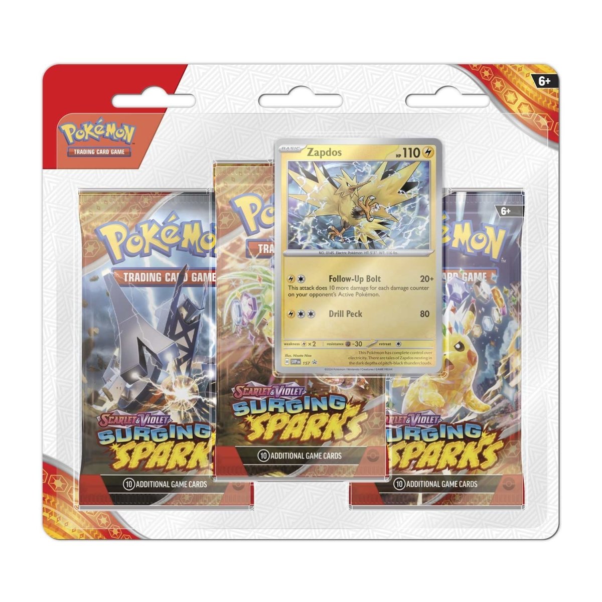 Scarlet & Violet-Surging Sparks 3 Booster Packs & Quagsire/Zapdos Promo Card