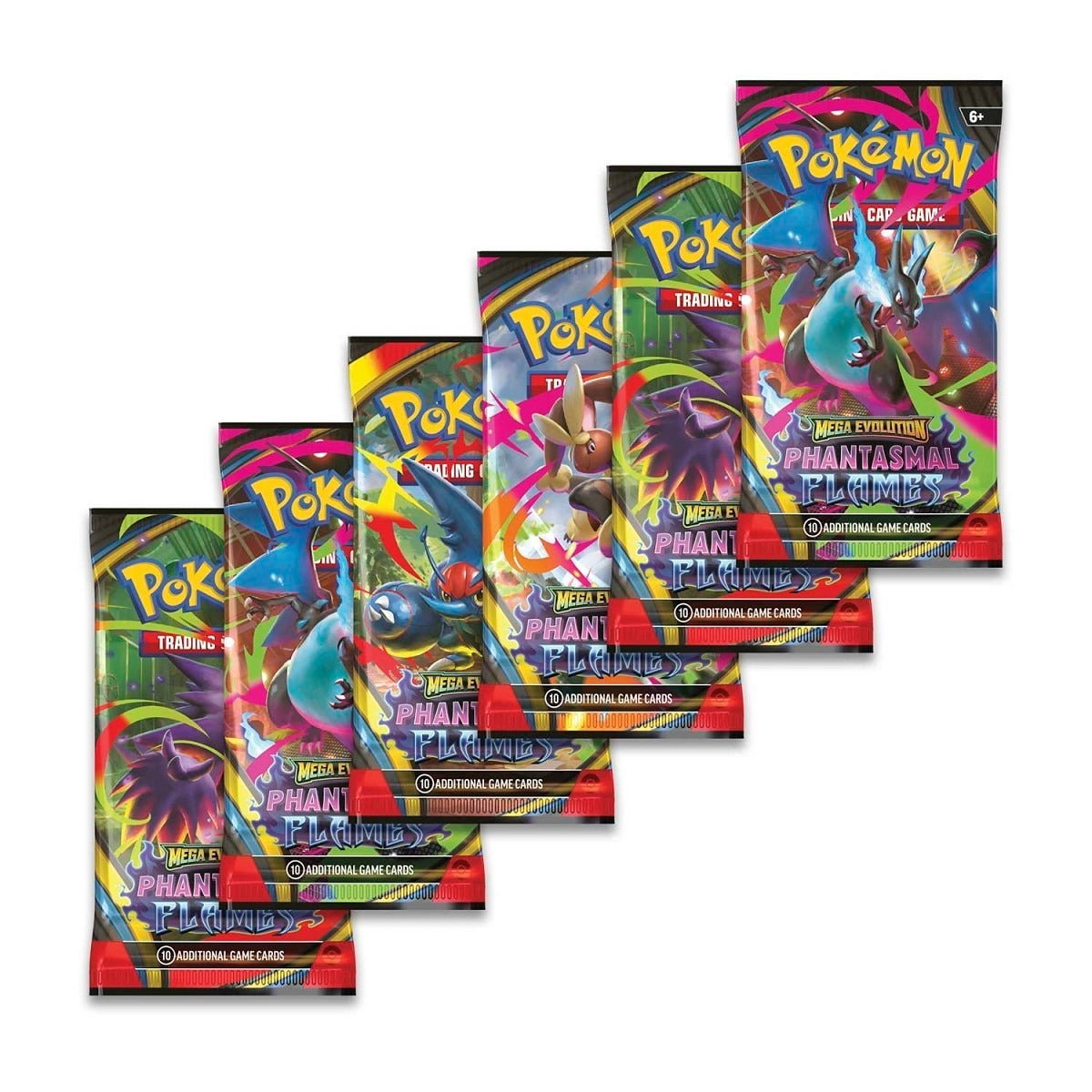Pokémon TCG: Mega Evolution-Phantasmal Flames Booster Bundle (6 Packs) - PREVENTA