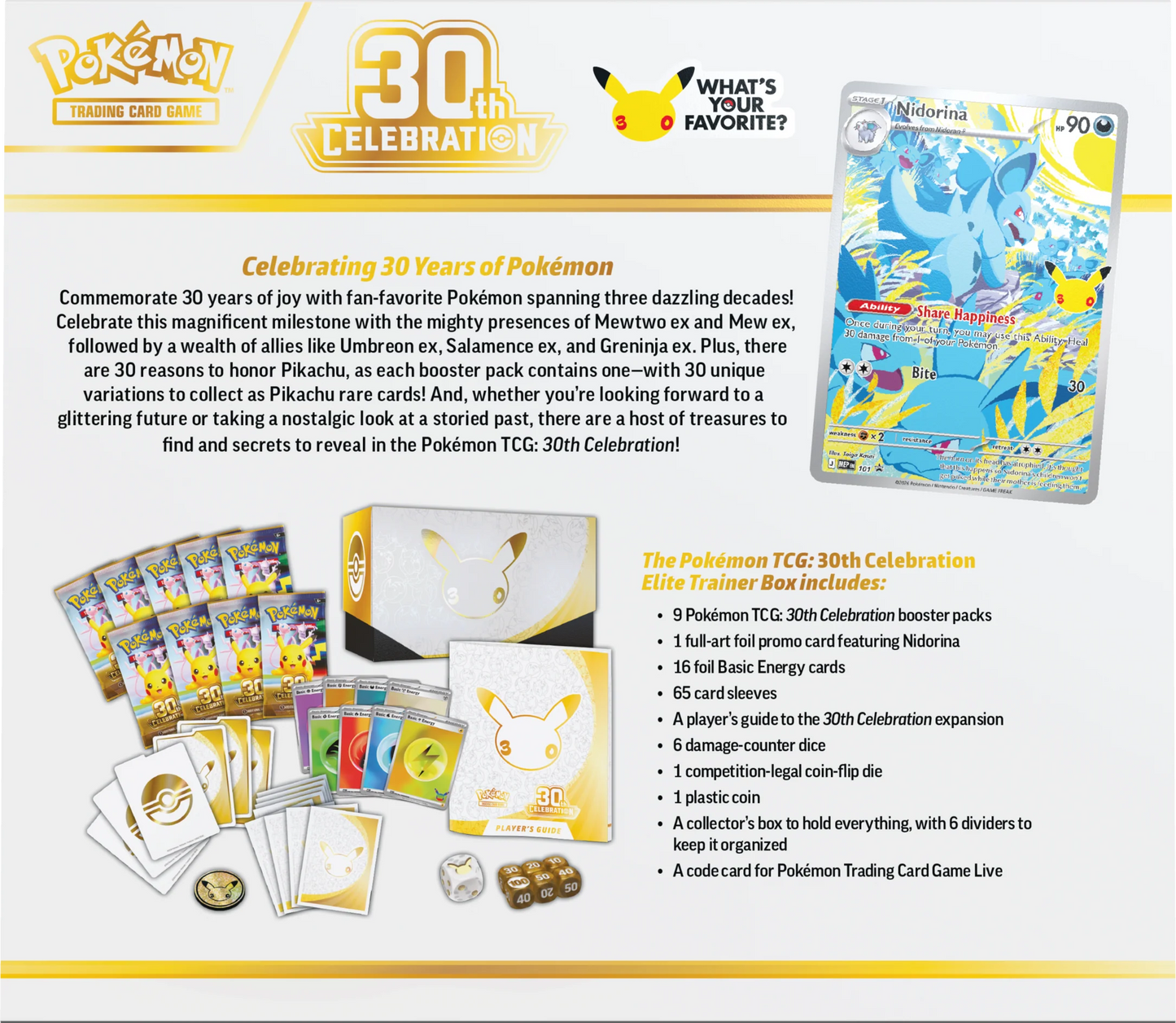 Pokémon TCG: 30 Aniversario Especial Pokémon Elite Trainer Box - PREVENTA