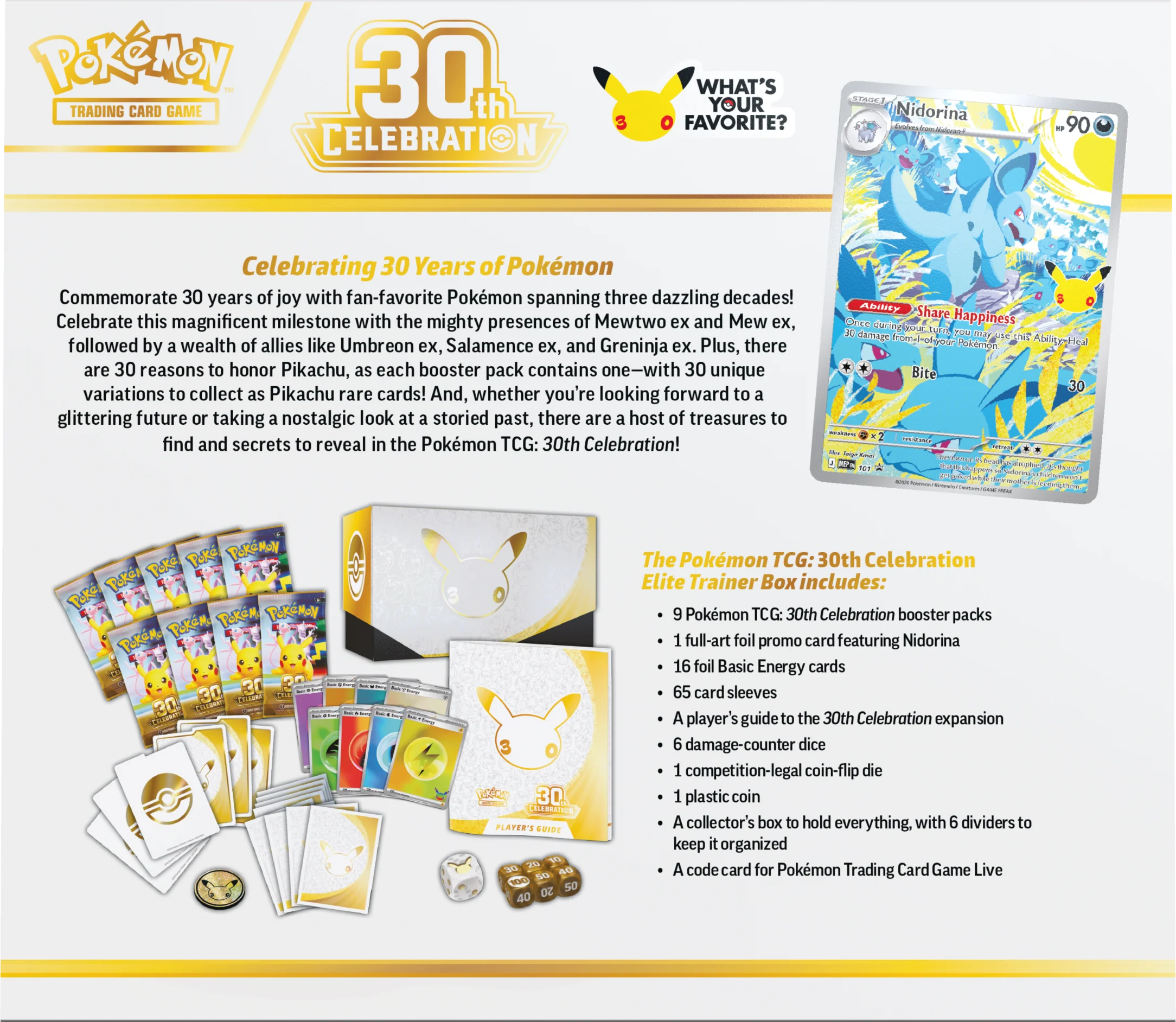 Pokémon TCG: 30 Aniversario Especial Pokémon Elite Trainer Box - PREVENTA